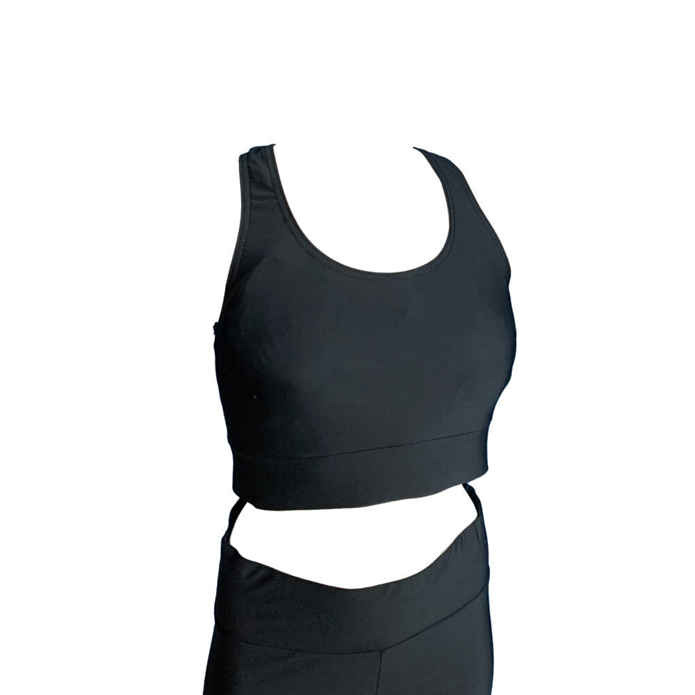Αθλητικό crop top λύκρα μαύρο