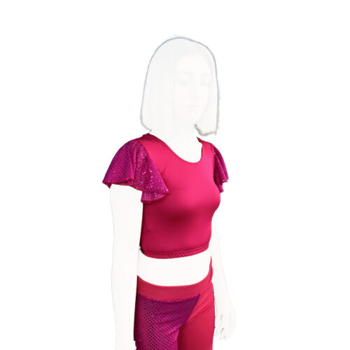 Crop-top παιδικό /γυναικείο με παγέτα μανίκι